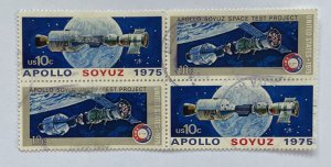 US 1975 Apollo Soyuz blk of 4 se-tenant 1569-70 USED