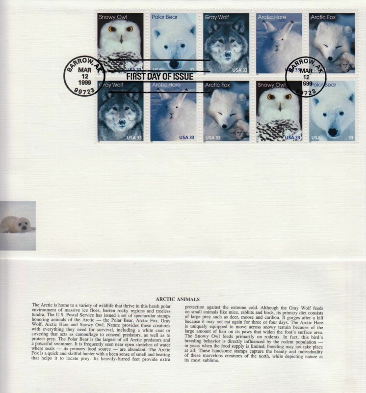 2000 Arctic Animals Sc 3292a First Day Cover Fleetwood