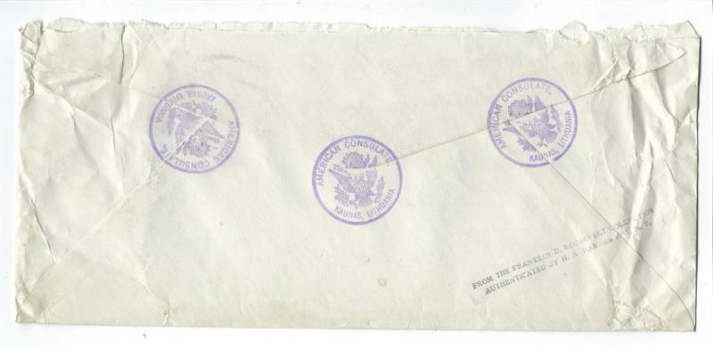 1936 Latvia To USA State Dept From FD Roosevelt Personal Collection! (BN67)