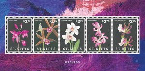 SAINT KITTS 2013 - ORCHIDS - Flowers - SHEET OF 5 STAMPS - MNH