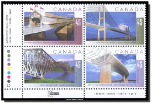 Canada - 1570-1573 (1573a) PB LL MNH - Bridges (1995) 45¢