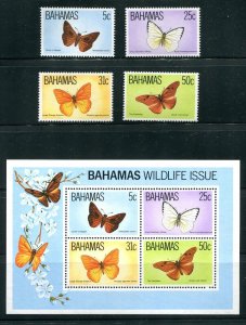 Bahamas 539-542, 542a Local Butterflies Stamp Set and Sheet MNH