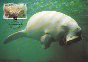 Vanuatu 1988 Maxicard Sc #470 5v Dugong WWF