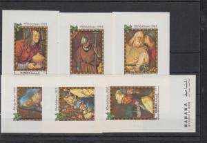 MANAMA 6 SHEETS DELUXE CHRISTMAS 1969 ART PAINTINGS