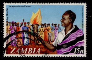 ZAMBIA QEII SG210, 1974 15n president holding independence flame, FINE USED.