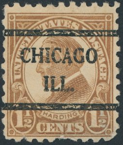 US 582 Regular Issue Harding; Used; Chicago precancel -- See details and scans