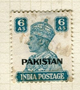 PAKISTAN; 1947 early GVI issue fine used 6a. value