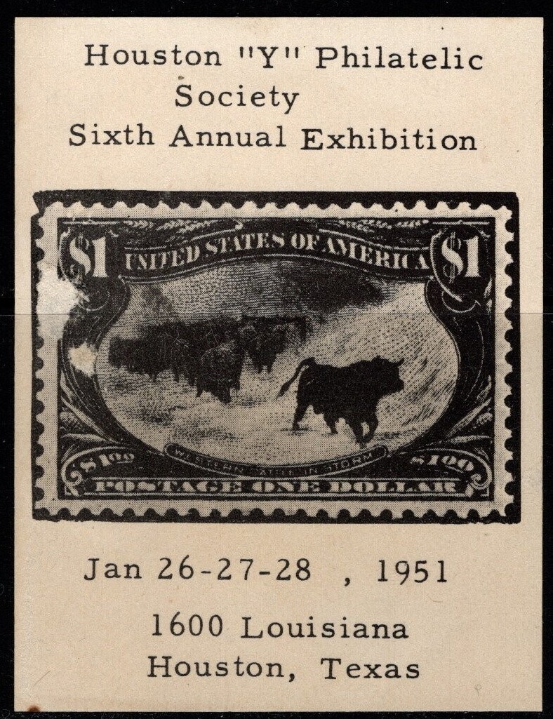 1951 US Poster Stamp Houston "Y" Philatelic Society Sixth Annual
