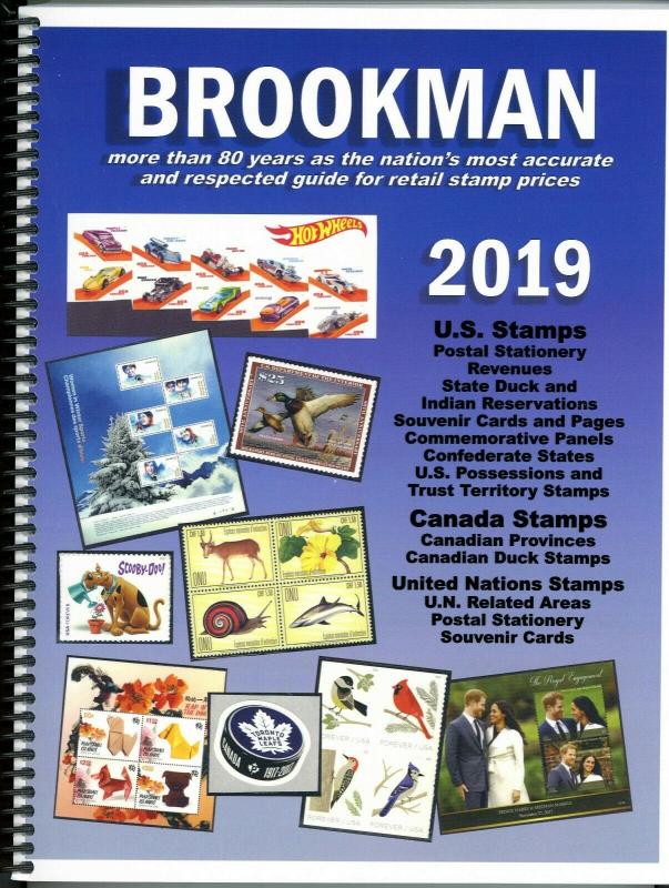 2019 Brookman Price Guide U.S. U.N. Canada Stamps Catalog Spiral Bound 352p