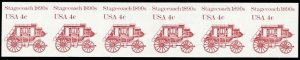 1898Ad, Mint VF NH 4¢ Stagecoach Imperforate Strip of Six Error - Stuart Katz