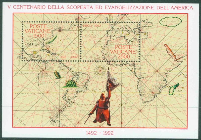 VATICAN Scott 903 MNH** 1992 Columbus souvenir sheet