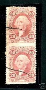 US #R42b PAIR  1863  20c  INLAND EXCHANGE  [1st ISSUE] 