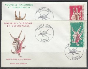 New Caledonia Scott C89-90 FDC - 1972 Sea Shells Issue