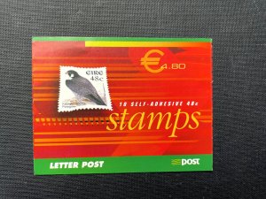 Ireland: 2003 Birds Definitive €4.80 Stamp Booklet,  Falcon, as issued.