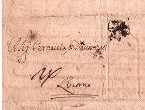 GB HISTORIC MERCHANT LETTER Cover London FRANCHES* 1699/1700 Livorno Italy MAX95