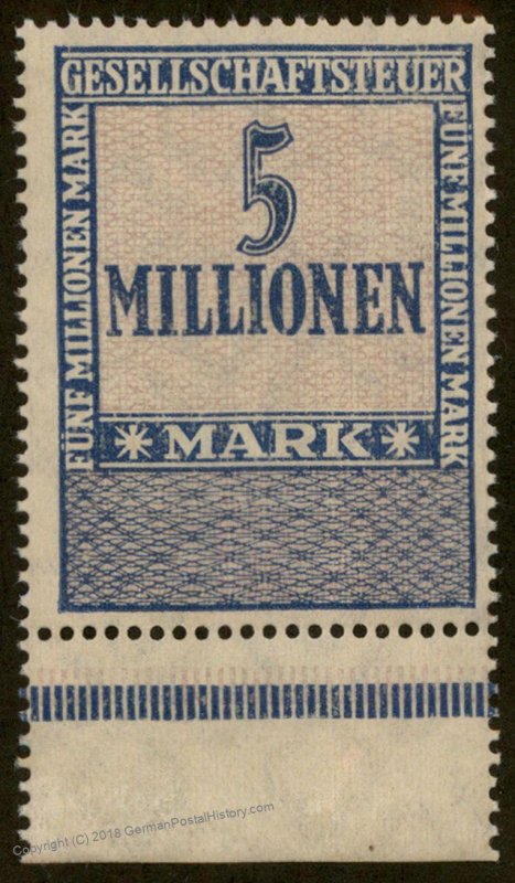 Germany Weimar Inflation Business Tax Revenue Stamp MNH 96238