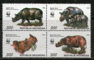 Indonesia MNH Block 1673 Java & Sumatra Rhinoceros 1996