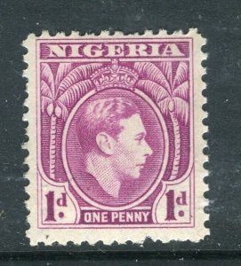 NIGERIA; 1938 early GVI portrait issue fine Mint hinged Shade of 1d. value