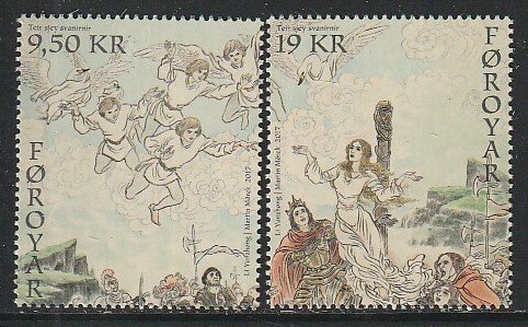 2017 Faroe Islands - Sc 687-8 - MNH VF - 2 single - Legend of the Seven Swans