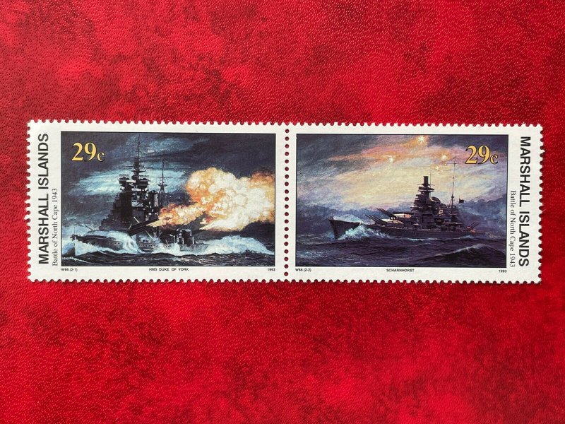 1993 Marshall Islands 2 Stamp Pair #497-498 WWII Battle Of North Cape MNH