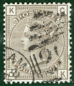 GB QV Stamp SG.160 4d Grey-Brown Plate 18 (1882) Lightly Used Cat £75 PRED100