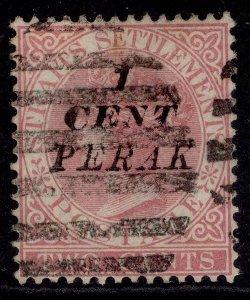 MALAYSIA - Perak QV SG28, 2c on 2c pale rose, USED. Cat £225.