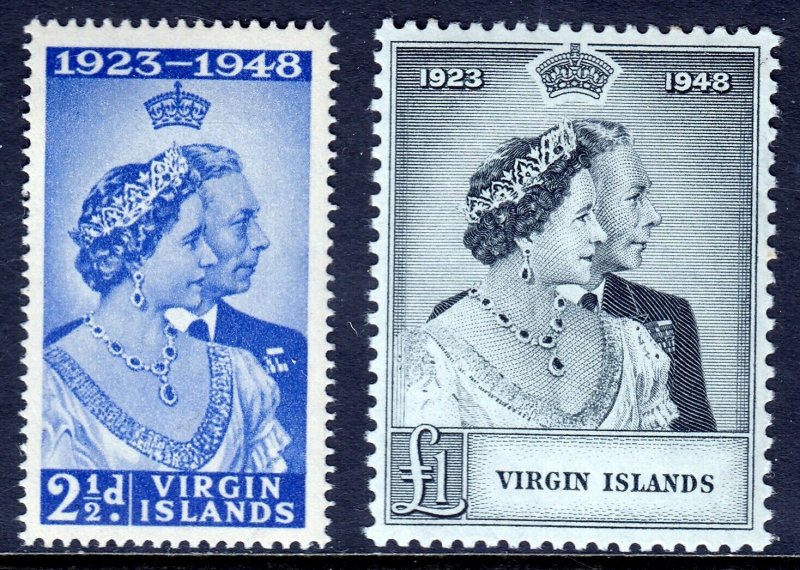 VIRGIN ISLANDS — SCOTT 90-91 — 1948 SILVER WEDDING SET — MNH — SCV $18.35