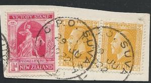 NEW ZEALAND USED IN FIJI 1922 piece GPO SUVA cds...........................50533