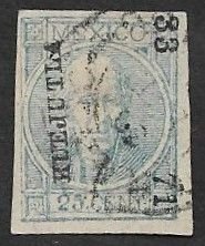 SD)1868 MEXICO HIDALGO 25C SCT 61, HUEJUTLA DISTRICT, USED