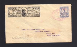 MEXICO: 1890's Hidalgo Express Envelope to NEW ZEALAND