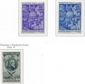 1950 Italy -Scott 535-537 - Clean Undisturbed OG! -Post Office Fresh! -Cat= $102