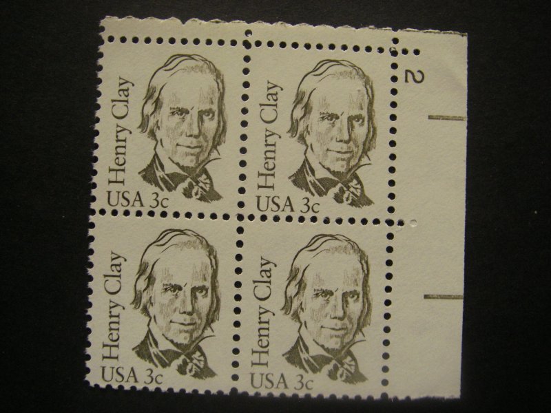 Scott 1846, 3c Henry Clay, PB4 #2 UR, MNH Great Americans Beauty