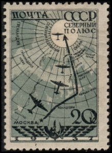 Russia 626 - Mint-H - 20k Moscow-North Pole Route (1938) ('23 scv $7.25)