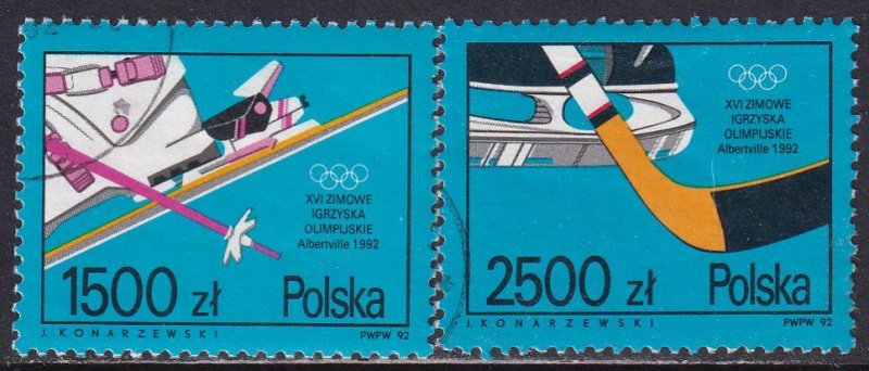 Poland 1992 Sc 3076-7 Winter Olympic Games Albertville Stamp CTO