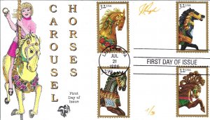 Pugh Designed/Painted Carousel Horses w/LaHaska PA. Postmark...1 of 3 created!!