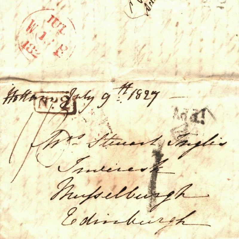 GB SCOTLAND Cover Cross-Written Entire Letter Edinburgh 1827 {samwells} A141b