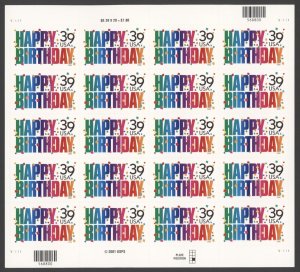 2006 US Scott # 4079, 39c Happy Birthday Pane of 20 MNH