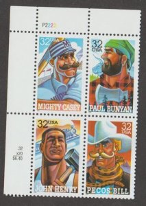 U.S. Scott #3083-3086 Folk Heroes Stamp - Mint NH Plate Block