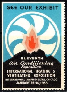 1953 US Poster Stamp 11th Air Conditioning Exposition International Amphitheatre