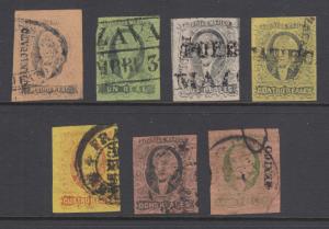 Mexico Sc 6-12 used. 1861 Second issue, nice cancels, complete set, sound. Certs