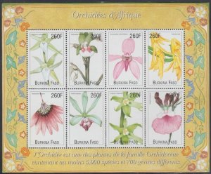 BURKINA FASO Sc# 1163a-h MNH SHEET II of 8 DIFFERENT ORCHIDS