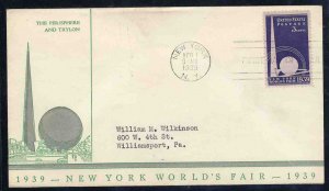 United States First Day Covers #853-20, 1939 3c NY World's Fair,Linprinto cac...