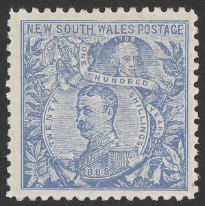 NEW SOUTH WALES 1905 Carrington 20/- cobalt-blue wmk crown A in circle, perf 11.