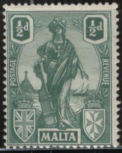 Malta 99 (mhr) ½p allegory of Malta, grn (1922)