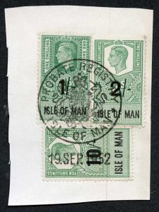 Isle of Man KGVI 10/- 2/- and 1/- Key Plate Type Revenues CDS on Piece