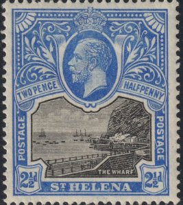 Sc# 65 St. Helena 1912- 1916 KGV The Wharf 2½ pence issue MLH CV $4.25