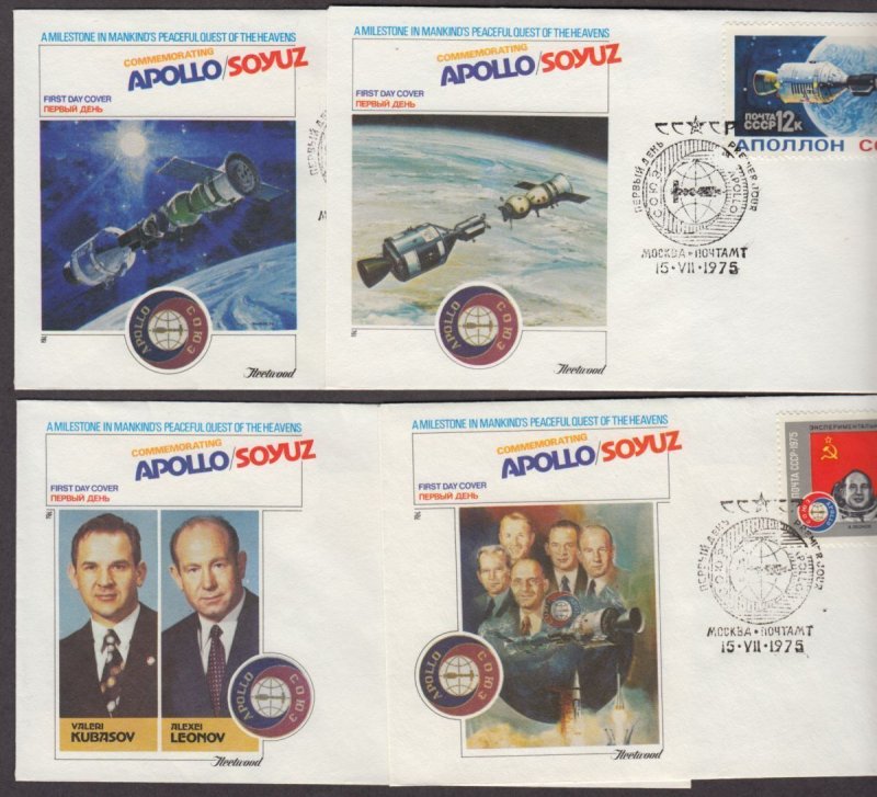 1975 Apollo-Soyuz Russia Sc 4439-40 4341 4338 set of 4 Fleetwood cachets