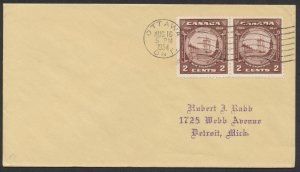 1934 #210 New Brunswick Sesquicentennial Pair Ottawa Machine Cancel