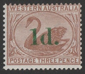 WESTERN AUSTRALIA 1885 '1d' on Swan 3d cinnamon. MNH **.