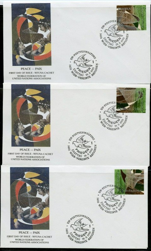 UN 1993 PEACE WFUNA CACHET BY HANS ERNI ON 12 FIRST DAY COVERS